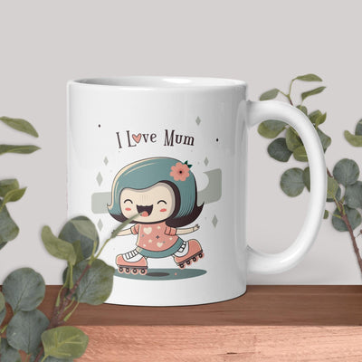 White glossy mug - i love yu mom