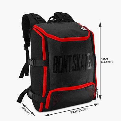 black-red roller skate backpack