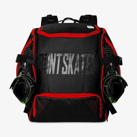 black-red roller skate backpack
